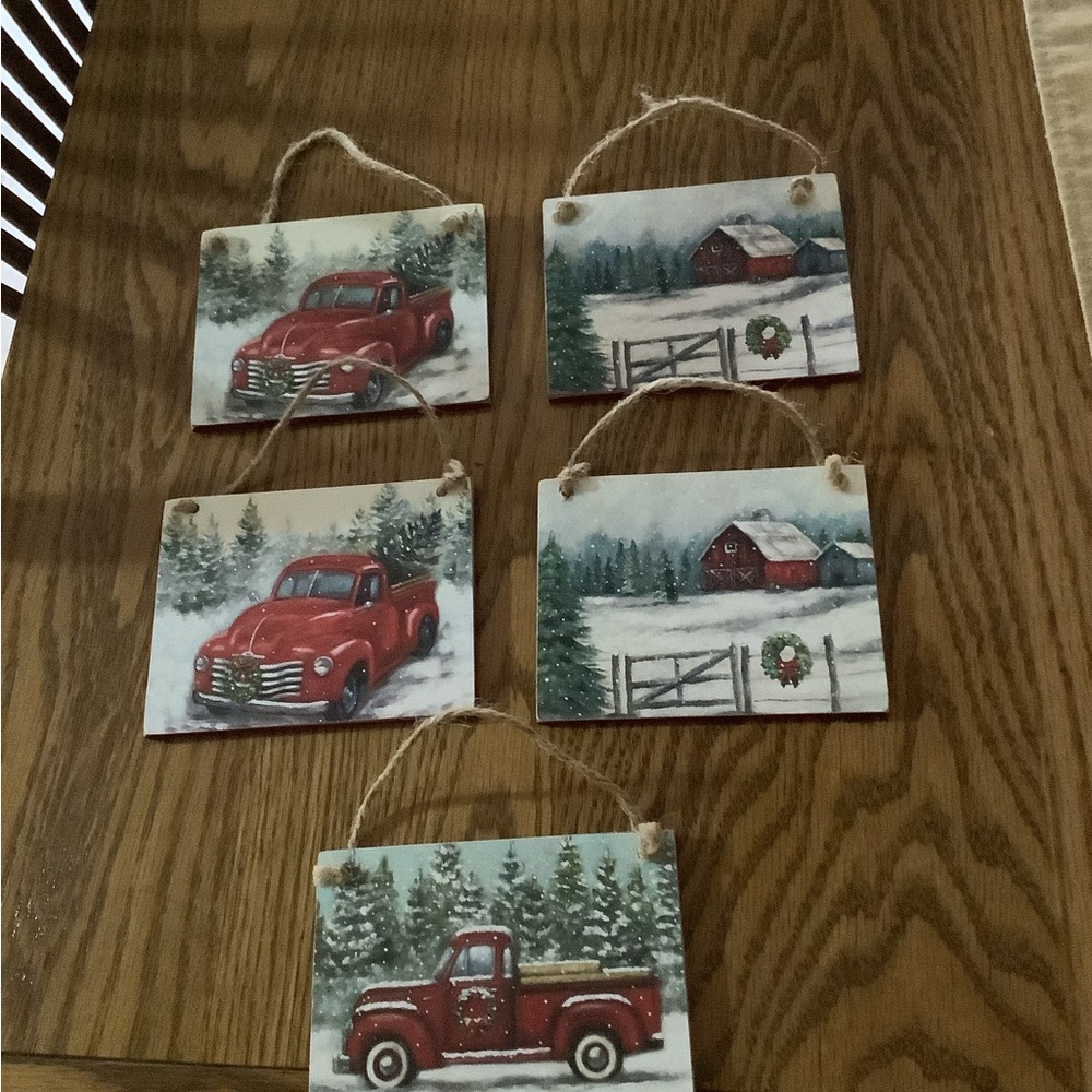Red and White Holiday Decor Ornaments